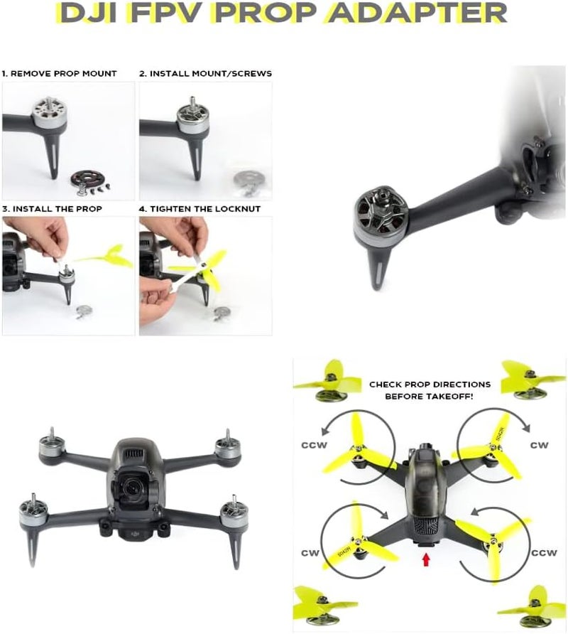 usmile 4 PCS Aluminium Propeller Mount Adapter for DJI FPV Drone Support 5 inch 5042 Propeller Prop with M5 Mounting Hole - Image 2